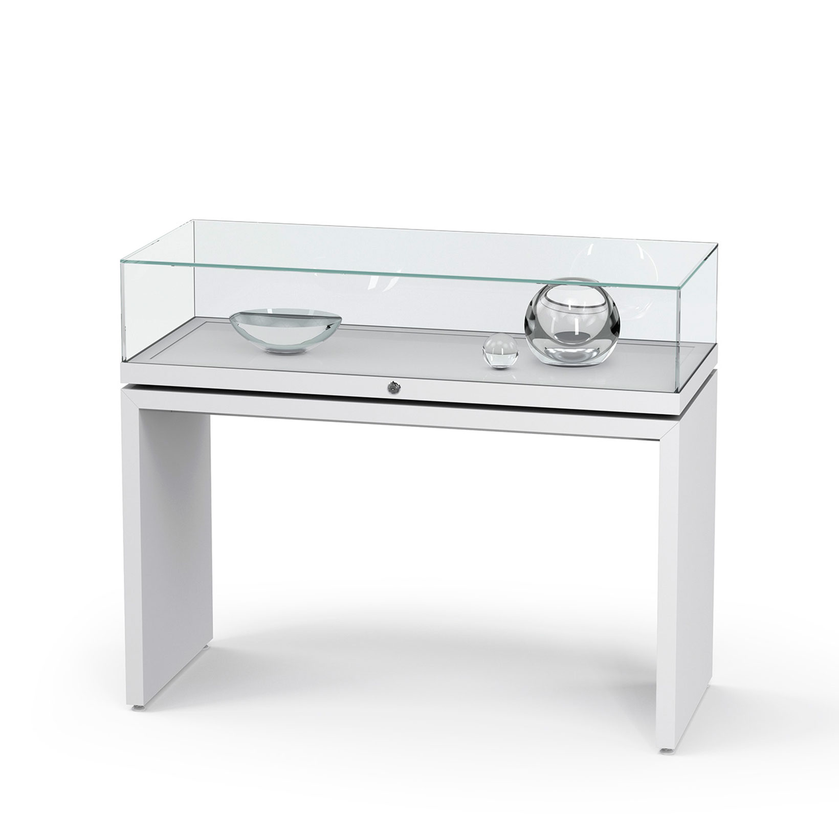 Tischvitrine Ganzglas mit Wangen 1200
