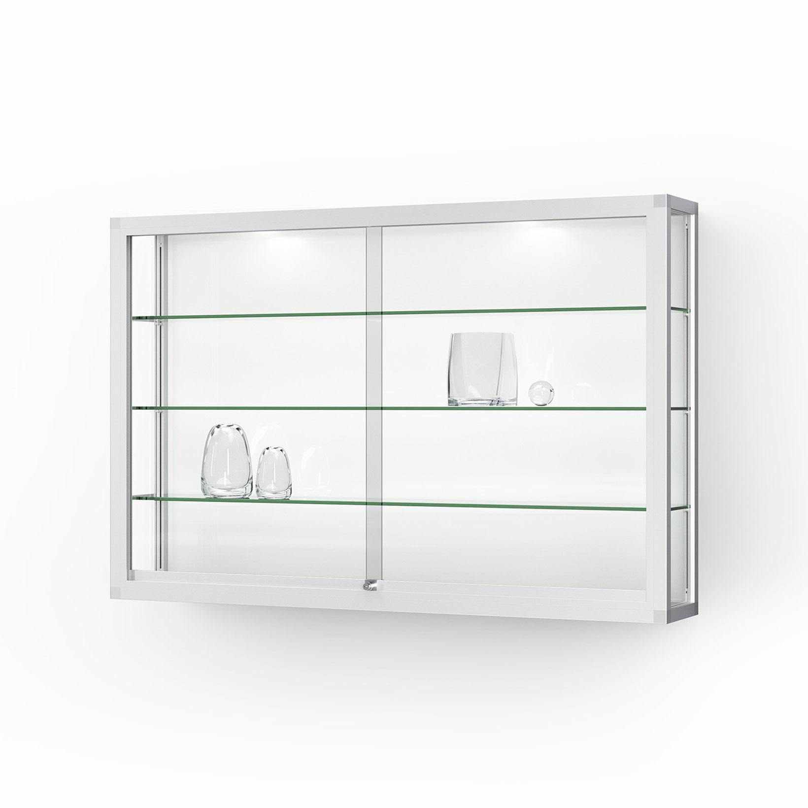 Vitrine, Wandvitrine, Glasvitrine, Halogenbeleuchtung, Schrank